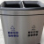 不锈钢分类垃圾桶 大号双桶无盖二合一 大容量干湿分离 商用酒店 25升12.5L*2黑金色