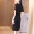 夏装新款修身连衣裙赫本风法式高端裙洋气黑色裙子短袖夏季 短袖款 L 【建议105-115斤】