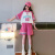 MAKOSBEAR童装女童套装夏季短袖POLO领短袖休闲运动两件套字母印花CJD2852 CJD2852-玫粉拼白色 150(建议身高145cm)
