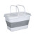 钓鱼桶鱼护桶一体装鱼多功能折叠桶户外洗车长方形洗拖把水桶 多功能折叠水桶13L灰白色带盖