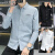 以堡狼（YIBAOLANG）新款纯棉长袖衬衫男修身韩版男士潮流衬衣刺绣夏季外套秋季 灰色 160/M(90-105斤)