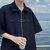 华夫格设计感拉链衬衫男短袖夏季韩版高级小众金属痞帅短袖衬衣服 白色 L