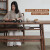 洪林坊 新中式实木茶桌椅组合黑胡桃木茶台桌办公会客套装家具 老榆木1.8米无茶盘桌+3客+2方
