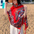 筱蔻西藏茶卡盐湖沙漠旅游拍照民族风披肩女秋冬披风红色超大围巾丝巾 彩色格子