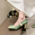 昌祥回力高跟小香风玛丽珍鞋2024年春夏新款复古法式方头新中式浅口单鞋女 绿色 0cm 34