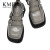 kmd原创设计新款真皮厚底粗跟单鞋女皮带扣方头小皮鞋英伦风 灰色 34
