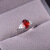 s925银红宝石戒指女款石榴石水晶戒指时尚开口食指环饰品礼物 银活口款