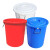 万尊 加厚塑料水桶红色带盖60L 工业储水圆桶带盖大桶化工胶桶厨房大号垃圾桶