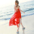 DKPW海边沙滩裙夏新款开叉露背吊带雪纺连衣裙度假红色修身性感波西米 红色 S