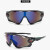 户外男运动太阳镜2020骑行防风眼镜炫酷个性潮防紫外线防爆墨镜 黑框蓝片 单眼镜