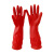天然橡胶日常加长手套劳保手套橡胶手套家用厨房防滑耐用 红色中码