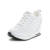 NIUWEI真皮2024小白鞋女新款透气凉鞋平底休闲运动风坡跟内增高百搭单鞋 白色 34