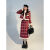 NRDCZ女生圣诞款衣服套装2023新过年红色小香风格子裙女气质名媛富家千 酒红短裙（单件） S