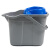 稳斯坦 手洗拖把拧干桶 灰蓝色 手提拖把桶 大口径带滑轮挤水塑料拖布桶 WL-083