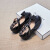 萨肯猫（SAKENMAO）女童皮鞋春秋时尚新款儿童鞋子小女孩主持演出鞋女宝黑色软底单鞋 黑色 26码