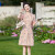 路蒙卡帝（REMCAOTI）2024年季上新气质时尚复古优雅小清新提花高腰字圆领连衣裙 粉红色 M(90斤-105斤)