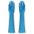 防油耐酸碱加长款耐高温耐磨16寸蓝色一次性丁腈皮橡胶手套10双装 孔雀蓝 S