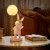 凡丁堡（FANDBO）兔子台灯卧室床头灯儿童房可爱书桌装饰摆件创意结婚生日礼物 粉色台灯礼盒装 （月球版灯罩）+三色变光