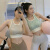 KEJIMITAO运动内衣女一体式防震跑步健身训练感条纹瑜伽背心带胸垫外穿 青绿 S