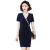 帕梦丽美容工作服套装夏天短袖连衣裙夏季薄款2024新款高端女神范设 深蓝色连衣裙 S