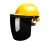 扬笙福定制电焊面罩配安全帽式焊工防护面具防烤脸护脸全脸焊头戴式焊帽 (深色)面罩+三筋透气(黄色)