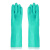家务狸桥乳胶防水劳保洗碗适用耐油防滑机械工业防化工作橡胶手套 绿色二双装 XL