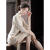 冉囱高考旗袍考试送考蕾丝裙2024年新款年轻款气质素雅高端少女修身中 米白色 短-复合蕾丝 S