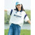 XIPR初中生短袖T恤少女POLO领上衣高中学生夏装大童韩版运动宽松套装 白色上衣 S
