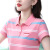 娜尔文中年妇女翻领短袖t恤女夏季新款中年女士条纹Polo衫女韩版休闲 1005至粉色条纹 2XL
