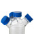 螺口三口/四口流动相液瓶 螺口储液瓶色谱溶剂瓶蓝盖丝试剂瓶HPLC 2000ML 四口 (含无孔蓝盖)