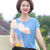 LANWEIFEILEI中年夏装女新款气质夏季短袖女上衣T恤宽松大码雪纺针织小衫 9252蓝色 XL建议70110斤