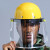 透明防护面罩安全帽面屏电焊打磨防冲击耐高温防飞溅安全防尘面具 白色安全帽+PC进口面屏1.5mm加厚