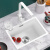 白色纳米水槽04不锈钢手小单槽厨房洗菜盆阳台迷你吧台单盆 白色4040C套餐洗杯器