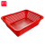 谋福（CNMF） 加厚塑料方筛长方形沥水收纳篮 拣货配货筐 3#方筛311*232*98mm（5个装）红色
