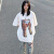 GWLXVI时尚坊夏季新款180克双磨短袖慵懒印花中长款T恤女 白色 2XL