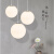 简约单头白色圆球形玻璃吊灯餐厅楼梯创意个性时尚服装店泡泡 直径40CM球+LED高光