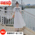 abqd严选实拍法式连衣裙夏季韩版白色女神范减龄设计感小众字长裙子 白色 S【95斤以下】