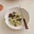 韩国ins复古花型陶瓷餐具菜盘子家用意面西餐盘水果沙拉盘 叶脉花边 汤盘