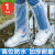 一次性雨鞋鞋套下雨天防水防滑透明塑料加厚耐磨脚套防雨高筒长筒 1双透明长筒加厚款/耐磨/防水/