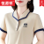 恒源祥（HYX）带领有领t恤女装纯棉2024夏季Polo领短袖翻领女新款宽松大码休闲 2308绣花卡其色 M:85-100斤