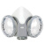 kn95防尘口罩防尘防工业粉尘打磨煤矿专用防护面罩透气易呼吸 双罐硅胶口罩+防雾眼罩