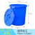适用圆形大号加厚塑料大水桶储水带盖胶桶商用特大容量环卫垃圾桶 蓝色45L有盖 加厚