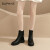 达芙妮（DAPHNE）英伦风马丁靴女款2024新款冬季系带显脚小短靴中筒瘦瘦靴子 黑色 (280g绒) 35