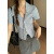 LZML职业套装女夏季清新2023新款甜美条纹短袖衬衫高腰显瘦半身短裙两 条纹衬衣 S