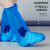 一次性防水鞋套雨天高位加厚防滑男女款透明隔离靴套耐磨塑料脚套 高筒 透明白10只+蓝色10只  均码