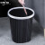 中环力安 黑色垃圾桶商用无盖简约创意欧式圆形塑料压圈大号垃圾桶 黑色-小号（2个装）