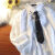 妙喆拉大领子衬衫女痞帅衬衫个性港风设计感领带七分袖衬衫宽松夏季衬衫 白色 领带 M