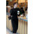 FLYCARP轻奢小香风连衣裙法式拼接中长款女高级感气质显瘦裙子名媛修身遮 黑色假两件连衣裙 XL(建议125-135斤）