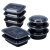 美式圆形900ml一次性餐盒打包盒700长方形黑色塑料快餐盒饭盒 圆形Y450ML黑色(300套)