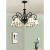 地中海风格吊灯欧式客厅灯餐厅灯卧室灯美式田园彩色灯罩装饰灯具 黑色8头+蓝海灯罩